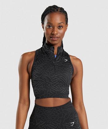 Corp Tops Gymshark Adapt Animal Seamless 1/2 Zip Mujer Negras | CO 2552LIS